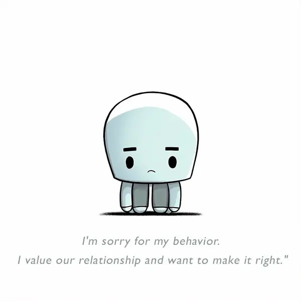 I'm sorry for my behavior. I value our relationship and want to make it right.