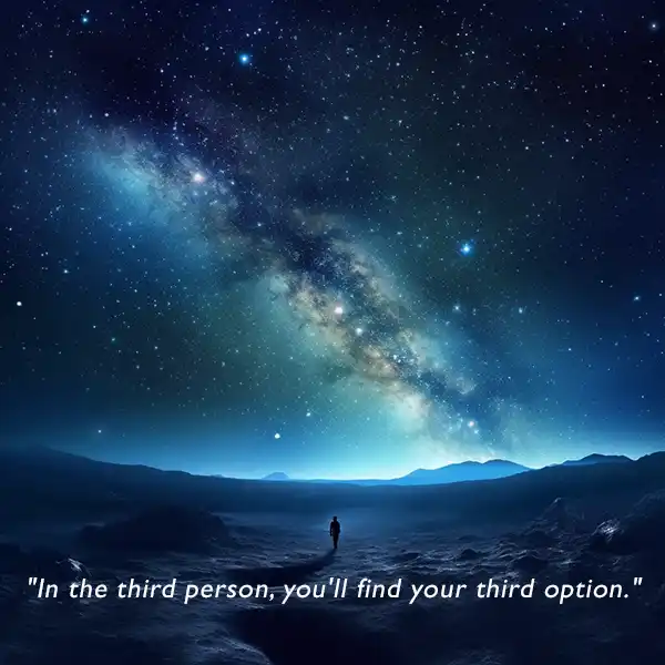 "In the third person, you'll find your third option." - Anonymous