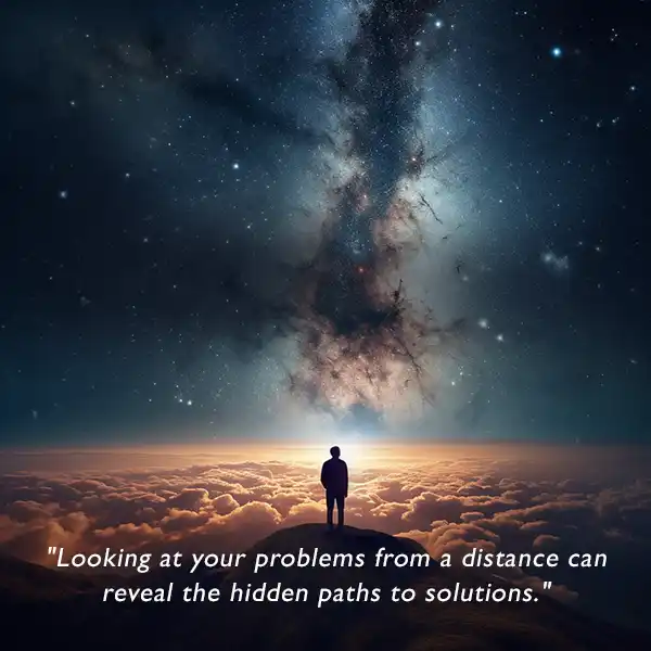 "Looking at your problems from a distance can reveal the hidden paths to solutions." life quote
