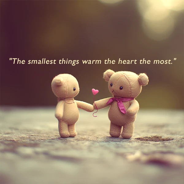 The smallest things warm the heart the most inspirational quote.
