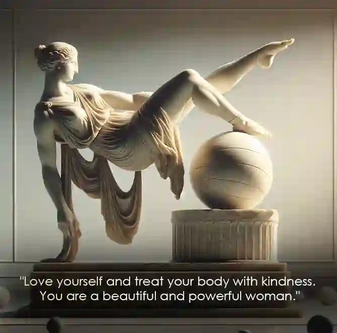 Motivational workout quote for women. Love yourself and treat your body with kindness